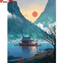 Full Square/Round Drill 5D DIY Diamond Painting Japanese style mountain lake sunrise 3D diamond Embroidery Cross Stitch Mosaic 2024 - buy cheap