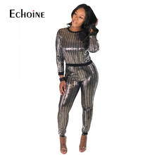 2019 Autumn 2 Piece Set Women Sequin Sexy Club party Outfits Long Sleeve Tops+Bodycon Pants Suits Casual Two Piece Matching Sets 2024 - buy cheap