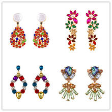 Trendy Shiny Crystal ZA Drop Earrings for Women Vintage Colorful Rhinestone Statement Pendant Earrings Wedding Party Jewelry 2024 - buy cheap