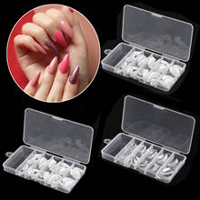 100PCS PP Box Short Nails Stiletto False Nail Tips Full Cover Almond Fake Nails Clear Natural White Artificial Press On Nails 2024 - buy cheap