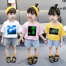 Camisa infantil luminosa, camiseta da moda para crianças, curta, engraçada, unissex, para meninos e meninas, camiseta para verão 2024 - compre barato