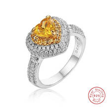 Anel de prata esterlina 925 sólida feminino, anel clássico com pedra preciosa em ouro coração, joias para casamento para mulheres tamanho 5,6,7,8,9,10 2024 - compre barato