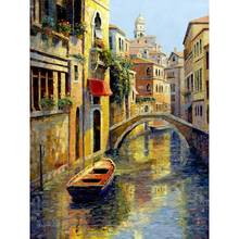 office wall art Reflection of Venice mediterranean landscapes Beautiful oil Paintings hand-painted 2024 - buy cheap