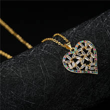 NEWBUY Unique Design Hollow Heart Pendant Necklace For Women Luxury Cubic Zirconia Jewelry Femme Bijoux Women Wedding Jewelry 2024 - buy cheap