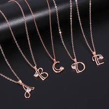 26 English Letters A-Z Necklace Rhinestone Rose Gold Pendant Chain Alphabet Necklace High-end Gift Women's Fashion Jewelry 2024 - buy cheap