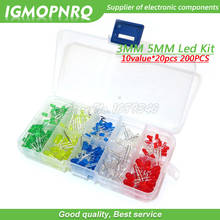 200PC 3MM 5MM each 20pcs Led Kit Mixed Color Red Green Yellow Blue White Light Emitting Diode Assortment with free Box 2024 - buy cheap