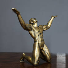 Europeu de ouro corpo humano escultura resina decoração abstracto figuras arte nu estatuetas casa estante mobiliário retro decoração para casa 2024 - compre barato