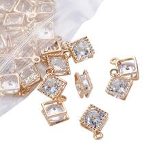 100pcs Alloy Rhombus Charms Pendants with Cubic Zirconia making Jewelry bracelet necklace Accessories 14x11x5mm, Hole: 1.5mm 2024 - compre barato