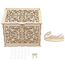 Wedding Gift Card Box Wooden With Lock And Keys DIY Money Gift Box Decor Supplies For Birthday Party Business Card Decor Box 2024 - buy cheap
