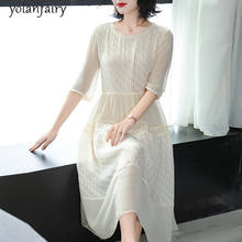 YOLANFAIRY 100% Natural Silk Dress Woman 2021 Elegant White Long Dresses for Women Korean Summer Party Dress Vestido De Mujer 2024 - buy cheap