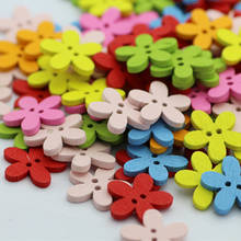 100pcs Colorful Flower Flatback Wooden Buttons Sewing Scrapbooking Craft 2024 - buy cheap