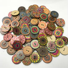 50pcs 2 Holes Wood Buttons Craft Handmake Scrapbooking Sewing Clothing Accessories Buttons Flower Painted Sewing Crafts 2024 - buy cheap