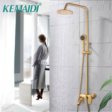 KEMAIDI Brush Gold Bathroom Shower Faucet Rain Shower Faucet Bathtub Mixer With Hand Shower Bath Shower Water Mixer shower taps 2024 - buy cheap