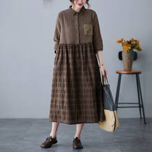 Vestido femenino holgado informal de lino y algodón para primavera y otoño, traje elegante estilo Preppy coreano, novedad de 2021 2024 - compra barato