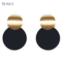 BLINLA Vintage Black Round Drop Earrings for Women 2019 Fashion Jewelry Korean Metal Geometry Hanging Dangle Earring Statement 2024 - buy cheap