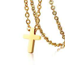 Christian Jesus Single Titanium Small Cross Necklace Stainless Steel Gold Color Prayer Choker Cross Pendants Women Men Jewelry 2024 - buy cheap