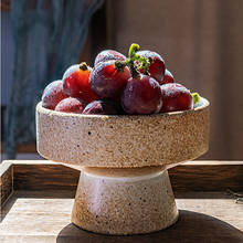 Prato de fruta japonês retrô com pés altos, bandeja de cerâmica moderna para uso doméstico, ajuste de comida e chá 2024 - compre barato