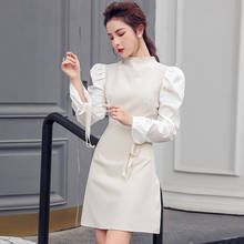 new arrival comfortable fashion high quality office lady long sleeves cute vintage elegant temperament patchwork mini dress 2024 - buy cheap