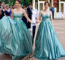 Baby Blue Sexy Sparkly A Line Prom Dresses Sweetheart Pleats Sweep Train Formal Dress Evening Party Evening Gowns Vestidos 2024 - buy cheap