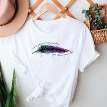 Women Summer Tshirts Cartoon Feather Watercolor 90s Fashion Short Sleeve Clothes Graphic T Top Lady Print Female Tee T-Shirt 2024 - buy cheap