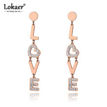 Lokaer-pendientes de acero inoxidable con forma de corazón para mujer, joyería Bohemia, aretes colgantes de cristal brillante blanco, E20001 2024 - compra barato