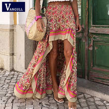 Vangull-faldas largas con estampado Floral para mujer, faldas de cintura alta con banda elástica, de corte Irregular, para verano, 2021 2024 - compra barato