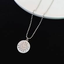 Origin Summer Minimalist Metal Sun Smile Pendant Necklace for Women Unique Design Circle Round Bead Chain Necklace Jewelry Gifts 2024 - buy cheap