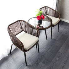 Обеденный стул, гостиной, балкона, плетеный стул, плетеная уличная спинка, подлокотник, кухонный стул для отдыха мебель 2024 - купить недорого