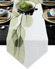 Caminos de mesa modernos con ramas de hojas verdes, decoración sencilla para boda, cena de Navidad 2024 - compra barato