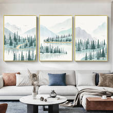 Imagens de arte de parede pintada à mão para decoração de casa, 3 peças, pintura por números, árvore verde, desenho em tela 2024 - compre barato