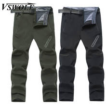 Pantalones militares tácticos de lana para hombre, pantalón tipo Cargo de piel de tiburón Softshell, elásticos, de talla grande 6XL, 7XL, 8XL, 9XL, Invierno 2024 - compra barato