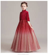Sequin Lace Girl Dress Red Tulle Party Princess Gowns Half Sleeve Flower Girl Dresses for Wedding Evening First Communion Gown 2024 - buy cheap