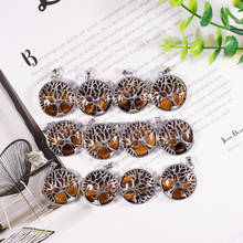 Colar pingente olho de tigre árvore da vida fubaoying, pedra natural, pingente feminino para fazer joias 2024 - compre barato