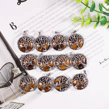 Fubaoying Natural Stone Tiger eye Tree Of Life Necklace Pendant Women Charms For Jewelry Making 2024 - buy cheap