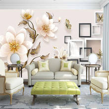 Beibehang-papel tapiz con foto de Cisne y Flor de diamante 3d, personalizado, para decoración de sala de estar, mural, papel de pared, decoración del hogar 2024 - compra barato