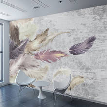 Papel de parede com foto personalizada, arte de penas em papel moderno para decoração de parede de quarto e sala de estar mural de decoração 3d 2024 - compre barato