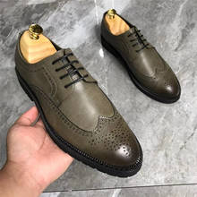 Yomior 2021 Spring Summer Men Casual Leather Shoes Business Formal Dress Loafers High Quality Vintage Wedding Brogue Shoes 2024 - buy cheap