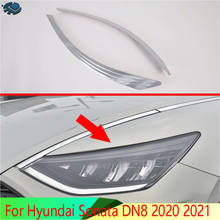 Accesorios de coche ABS cromado para Hyundai Sonata DN8 2020, faro delantero, cubierta de lámpara, marco de moldura embellecedor 2024 - compra barato