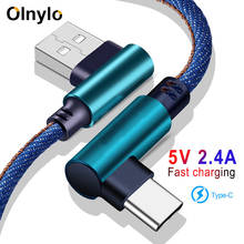 Olnylo USB Type C 90 Degree Fast Charging usb c cable Type-c data Cord Charger usb-c For Samsung S9 S8 Note 9 8 Huawei P20 Lite 2024 - buy cheap