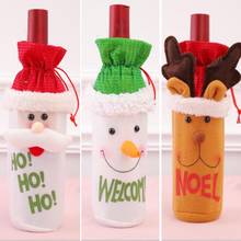 Cubierta de botella de vino muñeco de nieve Santa Claus Elk bolsa de cubierta de botella de Navidad mesa de fiesta familiar decoraciones de Navidad para el hogar 2024 - compra barato