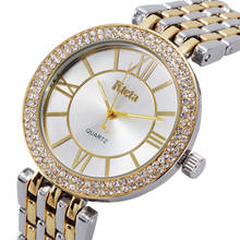 Часы наручные женские кварцевые, брендовые Роскошные модные, с бриллиантами, золотистые 2024 - купить недорого