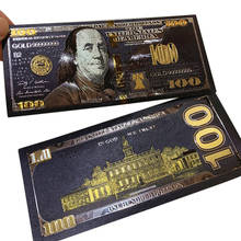 Folha de ouro preto antigo usd 100 moeda comemorativa dólares notas decoração 2024 - compre barato