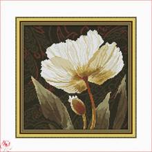 White poppy Printed Cross Stitch Kits Counted Canvas Embroidery Sets 11CT 14CT DIY Handmade Needlework Home Decoration 2024 - buy cheap