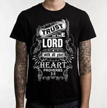 Trust in The Lord Christian T-shirt Men's Black Jesus Cotton Tee Shirt men summer cotton tshirt 2024 - buy cheap