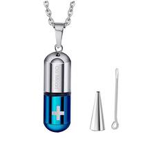 Stainless Steel Jewelry Cross Capsule Medicine  Pills Pendant Cremation Urn Necklace for Ashes Bottle Pendant for Ash Jewelry 2024 - buy cheap