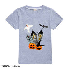 Camisa estampa de abóbora estilo halloween, camiseta de meninos para festa de aniversário infantil, desenho animado, novo, 2020 2024 - compre barato