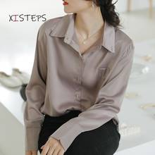 Blusas elegantes de satén para mujer, camisa de manga larga para oficina, traje profesional, color blanco y rosa, 2021 2024 - compra barato