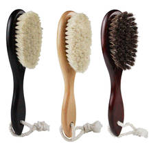 Escova de cabeleireiro com cabo de madeira para homens, escova de limpeza de cabelo facial, ferramenta de barbear, pente estiloso 2024 - compre barato