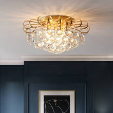 Luminária de teto led luxuosa com cristal de cobre, para decoração de casa, sala de estar, quarto nórdico moderno, montável na superfície 2024 - compre barato