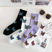 Новые весенне-летние милые носки с бабочками для девочек, Короткие хлопковые носки в Корейском стиле Харадзюку, Женские Модные Повседневные Спортивные Носки с рисунком 2024 - купить недорого